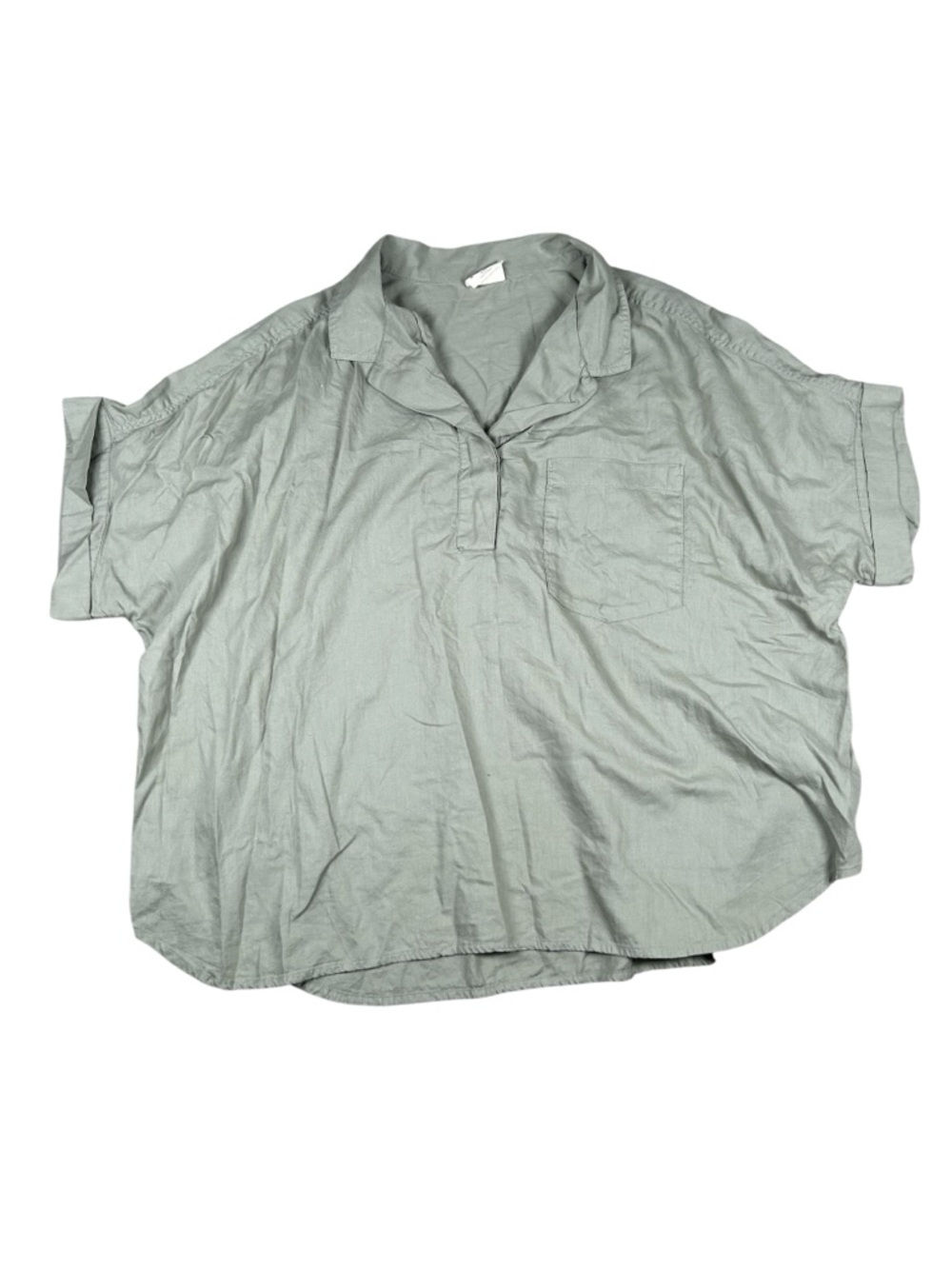 Pact Organic Cotton French Sage Green Boxy Pullover Shirt - XXL